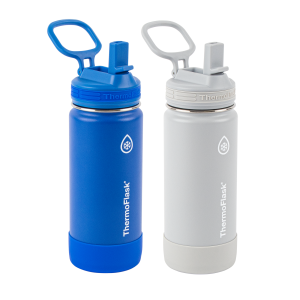 ThermoFlask 16oz Insulated Kids Water Bottles (2 Pack) - Leakproof Stainless Steel with Straw Lids for School & Sports