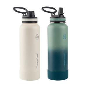 ThermoFlask 40oz Insulated Water Bottles (2 Pack) - Stainless Steel with Spout & Straw Lids, 24hr Cold Retention